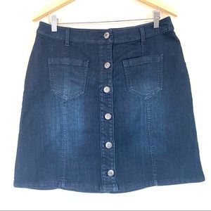Baccini Button Front Denim Skirt